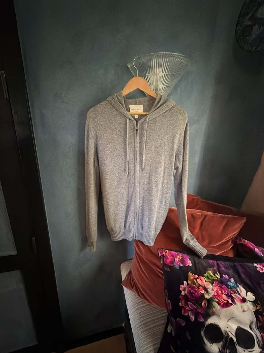 Derek Rose London Grey Cashmere Blend Zip-Up Hoodie